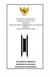 PERATURAN KALURAHAN NOMOR 8 TAHUN 2025 TENTANG RKPKAL TAHUN ANGGARAN 2026